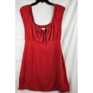 Aeropostale Red Tie Front Smocked Babydoll Mini Dress Med Cottagecore Boho